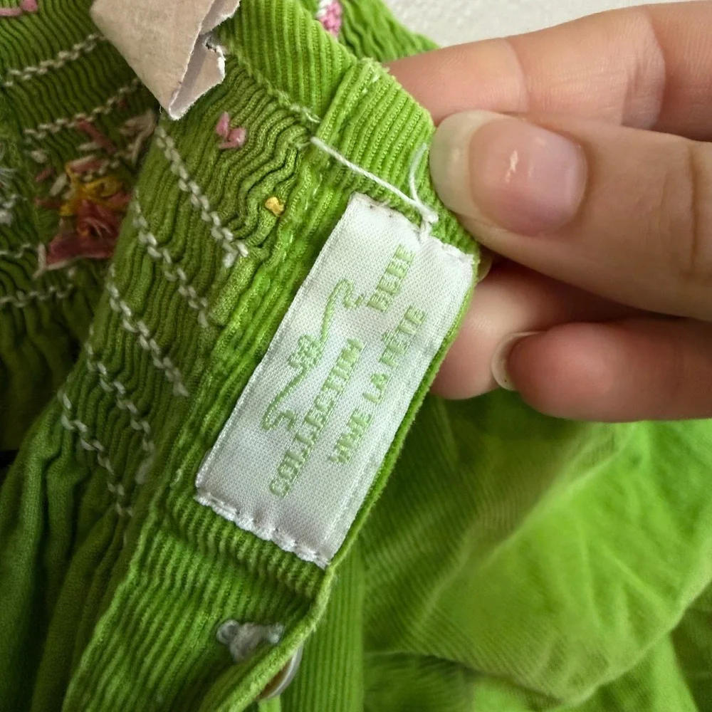 Vive La Fete Dress 4 Green Corduroy Smocked Candy Cane Christmas Holiday Kids
